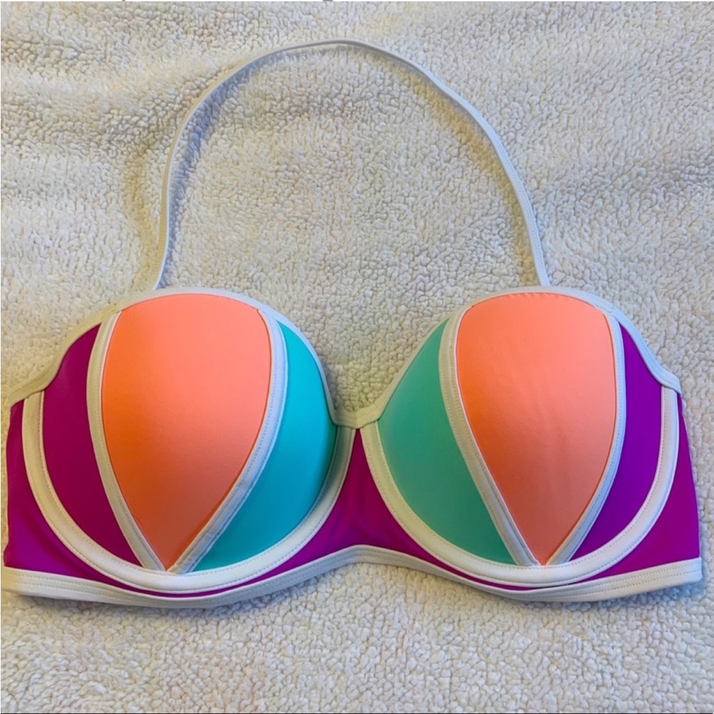 Victoria’s Secret PINK Colorblock Bikini Top Bright Neon
